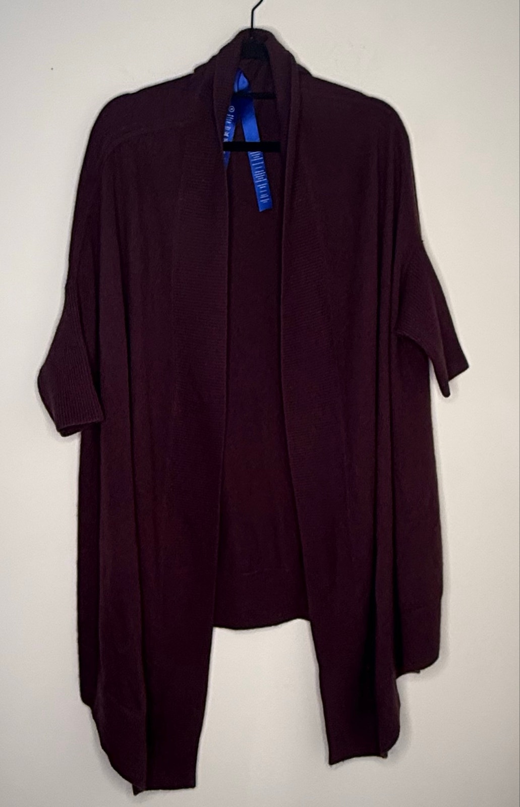 Kit + Ace Burgundy Wool Cashmere Open Longline Hi Lo Cardigan Raglan One Size